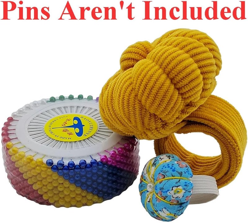 Memfish Store Wrist Pin Cushion Pincushions Needlework DIY Handcraft Needles Holder for Sewing and Quilting Pop Snap Ring with 1 Elastic Strap Finger Ring Pincushions Pumpkin Shaped - Image 2